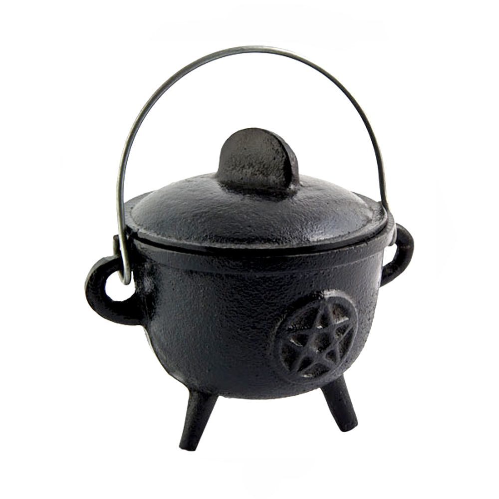 Cast Iron Cauldron — Pentacle 4.25" Witch Ritual Incense Burner