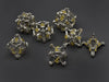 White w/Gold Deadly Skull Dice Hollow Metal 7-Dice Set