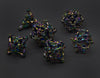Rainbow Metal Deadly Skull Dice Hollow Metal 7-Dice Set