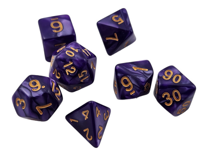 Wolfsbane Flower Dice Jar — Purple Swirl 7-Piece DND Dice Set