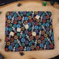 Colorful polyhedral dice and sword desk set, mouse pad, coaster