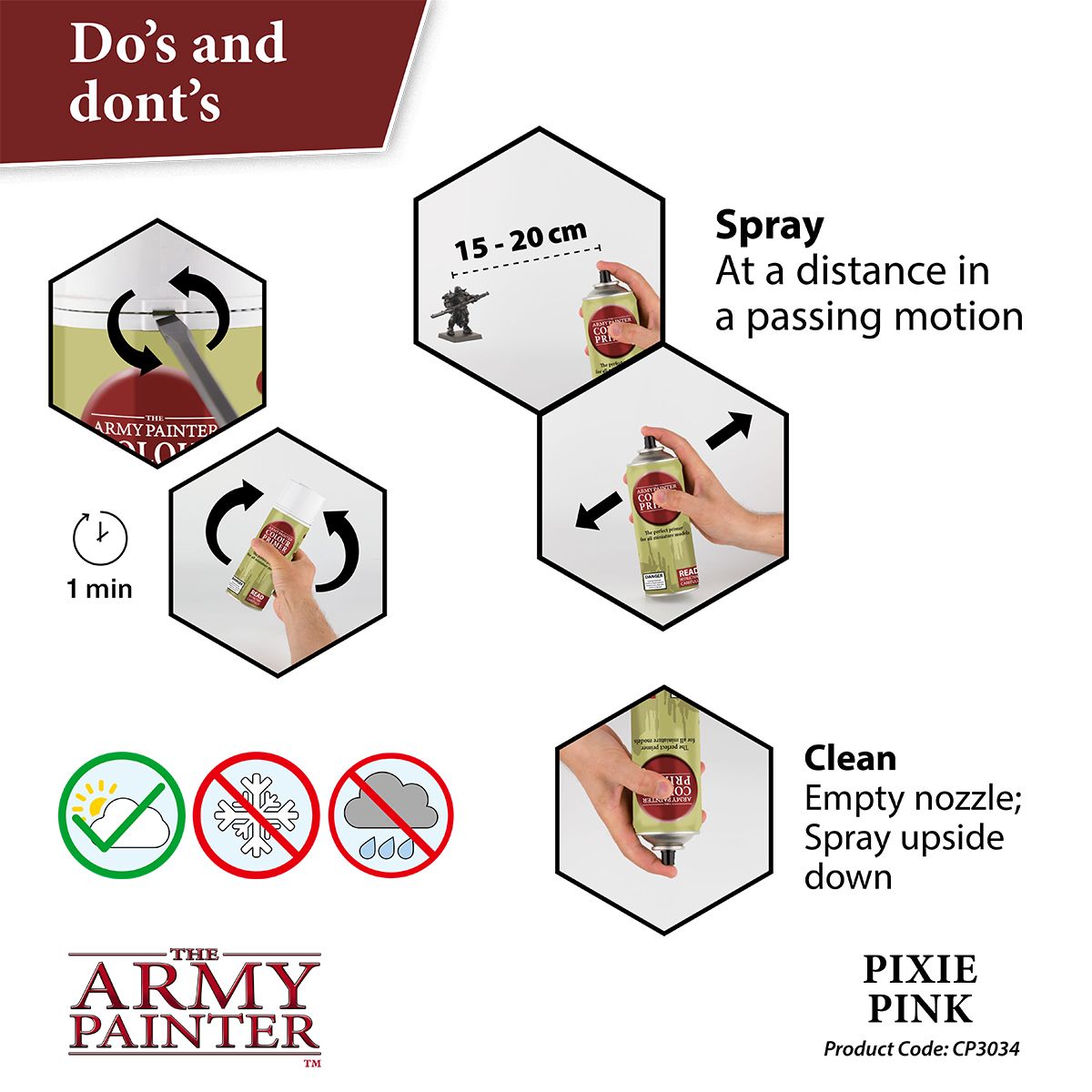 Army Painter Colour Primer: Pixie Pink - Spray Primer for Miniatures