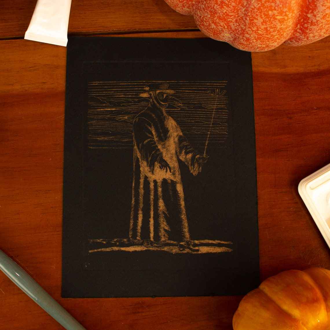 Medieval Plague Doctor Wall Art Print Gothic Historical Art