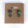 Poison D20 Stud Earrings - Venomous Green Silver Dice Jewelry