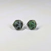 Poison D20 Stud Earrings - Venomous Green Silver Dice Jewelry