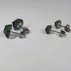 Poison D20 Stud Earrings - Venomous Green Silver Dice Jewelry