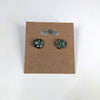 Serpent's Whisper D20 Stud Earrings - Green Silver Snake Dice Jewelry