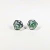 Serpent's Whisper D20 Stud Earrings - Green Silver Snake Dice Jewelry