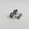 Serpent's Whisper D20 Stud Earrings - Green Silver Snake Dice Jewelry