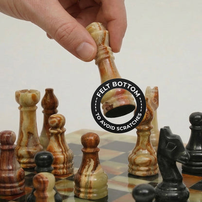 Green Onyx and Black Marble Chess Set 12 Inches - Premium Handmade