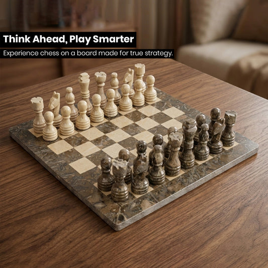 Grey and Verona Marble Chess Set 12 Inches - Premium Quality