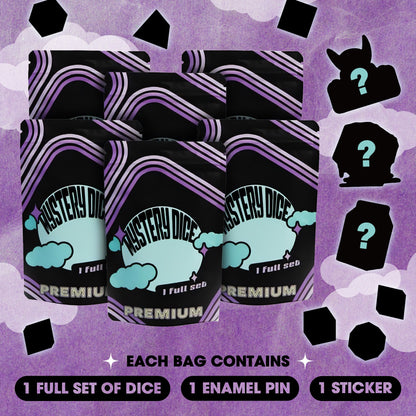 Premium DND Dice 6 Pack | 6 Unique Sets with Enamel Pins & Stickers | 1985 Games