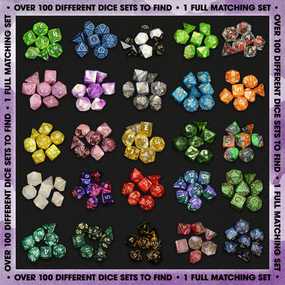 Premium Mystery Dice Set | Random 7-Piece RPG Dice with Enamel Pin & Sticker | 1985 Games