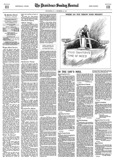Providence Sunday Journal Replica