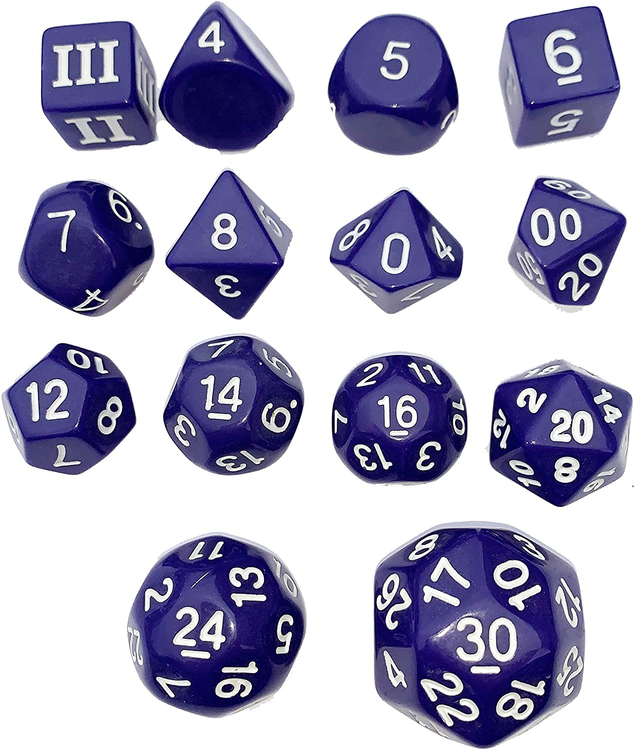 Opaque 14 Unusual DCC Dice Set - Purple