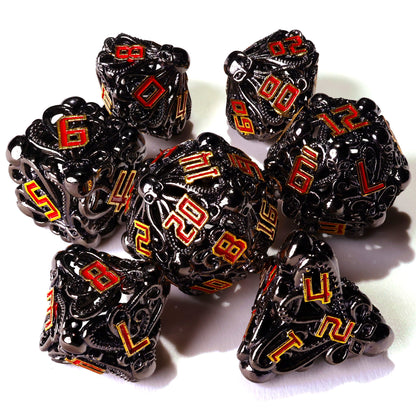 Denizens of the Deep Red Trench Metal RPG Dice Set - 7 Pieces