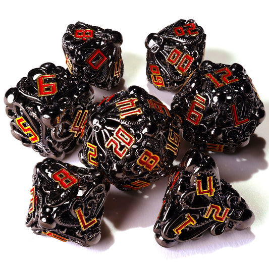 Denizens of the Deep Red Trench Metal RPG Dice Set - 7 Pieces