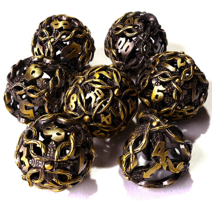 Nature's Wrath Metal RPG Dice Set | 7 Pieces