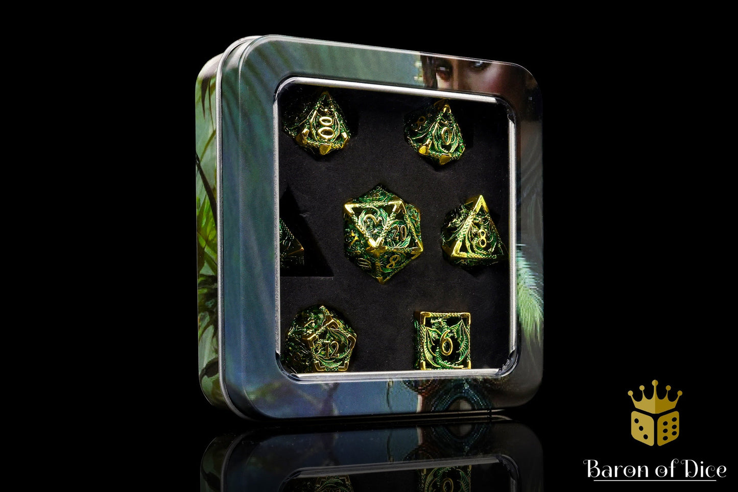 Ancient Dragon Treasure Metal RPG Dice Set | 7 Pieces