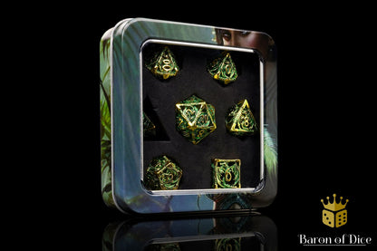Ancient Dragon Treasure Metal RPG Dice Set | 7 Pieces