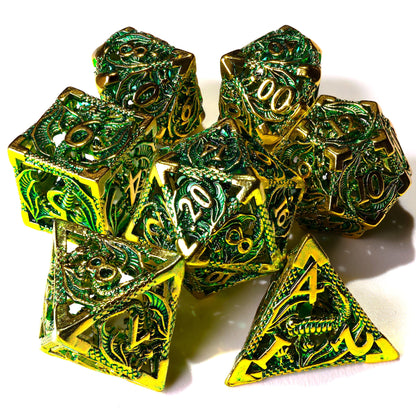 Ancient Dragon Treasure Metal RPG Dice Set | 7 Pieces