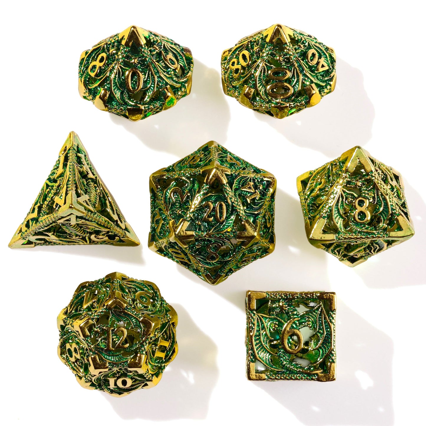 Ancient Dragon Treasure Metal RPG Dice Set | 7 Pieces