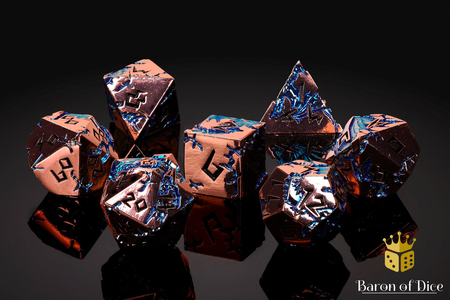 Tempest of the Sapphire Sky Metal RPG Dice Set | 7 Pieces