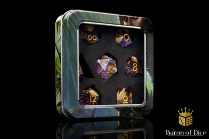 Purple Seashell Sharp Edge RPG Dice Set | 7 Pieces