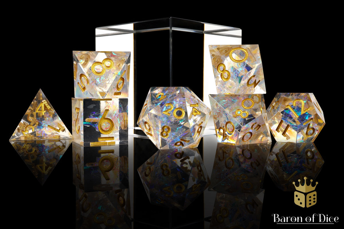 Shiny Like A Diamond! Sharp Edge RPG Dice Set | 7 Pieces