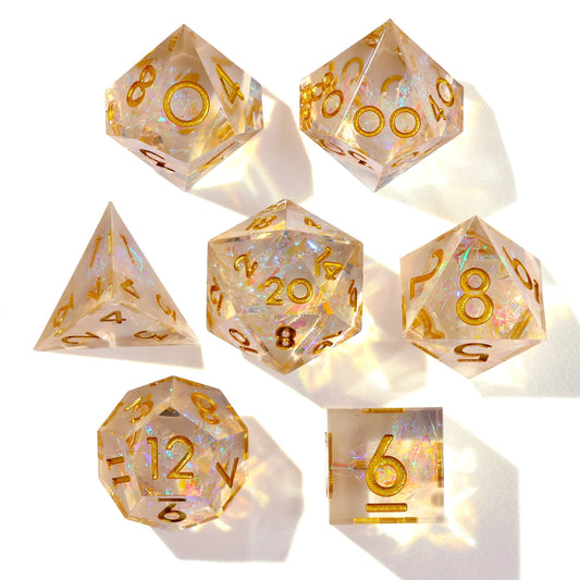 Shiny Like A Diamond! Sharp Edge RPG Dice Set | 7 Pieces