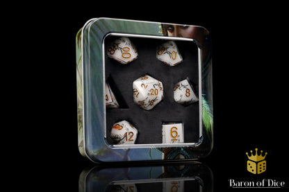 White Bamboo Sharp Edge RPG Dice Set | 7 Pieces