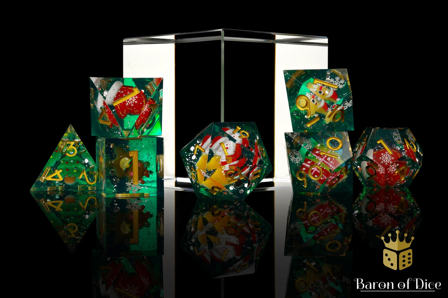 Christmas Rumble Sharp RPG Dice Set | 7 Pieces
