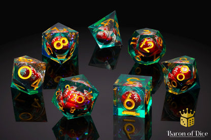 Christmas Rumble Sharp RPG Dice Set | 7 Pieces