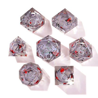 Winter Cherry Blossom Liquid Core RPG Dice Set | 7 Pieces