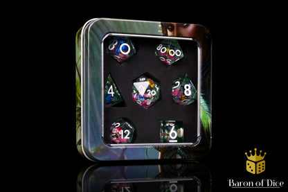 Summer Butterfly Liquid Core RPG Dice Set | 7 Pieces