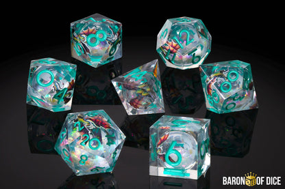 Fire Wyvern Liquid Core RPG Dice Set - 7 Pieces