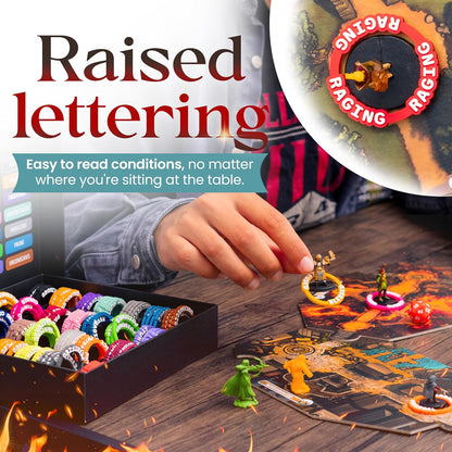 DND Condition Markers – 112 Rubber Status Rings for D&D 5E Miniatures