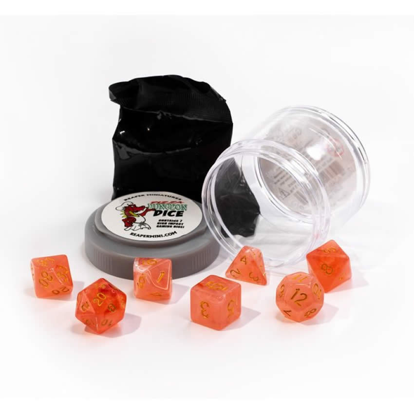 RPR19023 Gem Red Lucky Dice Set 16mm Dungeon Dice Random Miniature Included