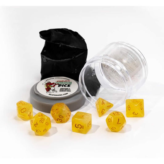 RPR19027 Gem Yellow Lucky Dice Set 16mm Dungeon Dice Random Miniature Included
