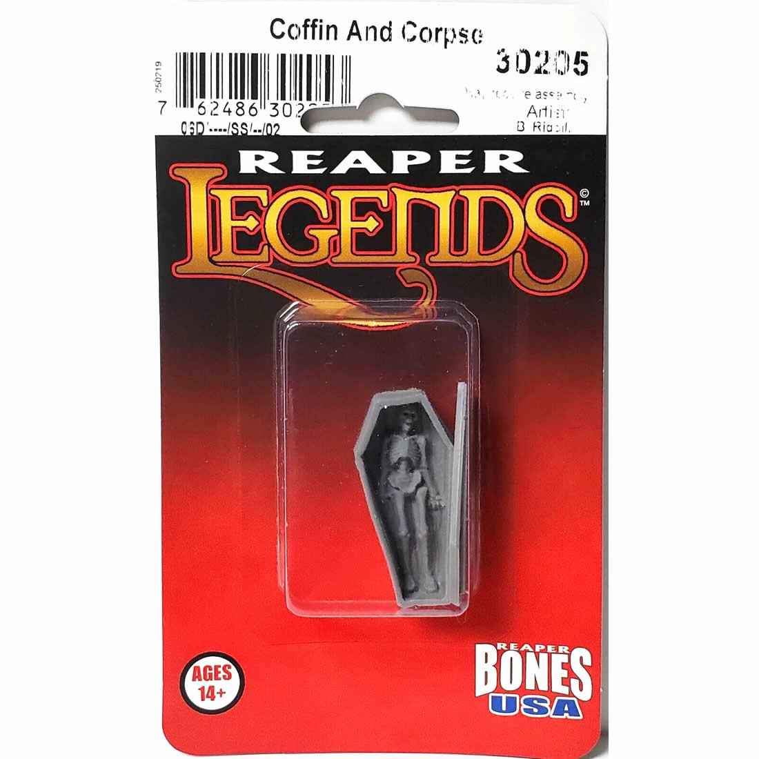RPR30205 Coffin and Corpse Miniature Figure 25mm Heroic Scale Reaper Bones USA