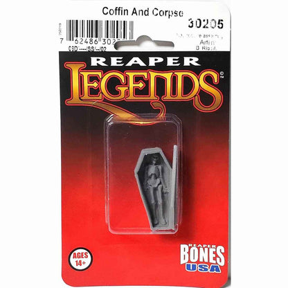 RPR30205 Coffin and Corpse Miniature Figure 25mm Heroic Scale Reaper Bones USA