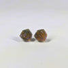 Cursed Crown D20 Sterling Silver Stud Earrings - Red Gold Green Dice Jewelry
