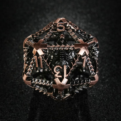 3D Metal  Flying Dragon Hollow D20 Polyhedron Dice 40mm 20 Sided Dice