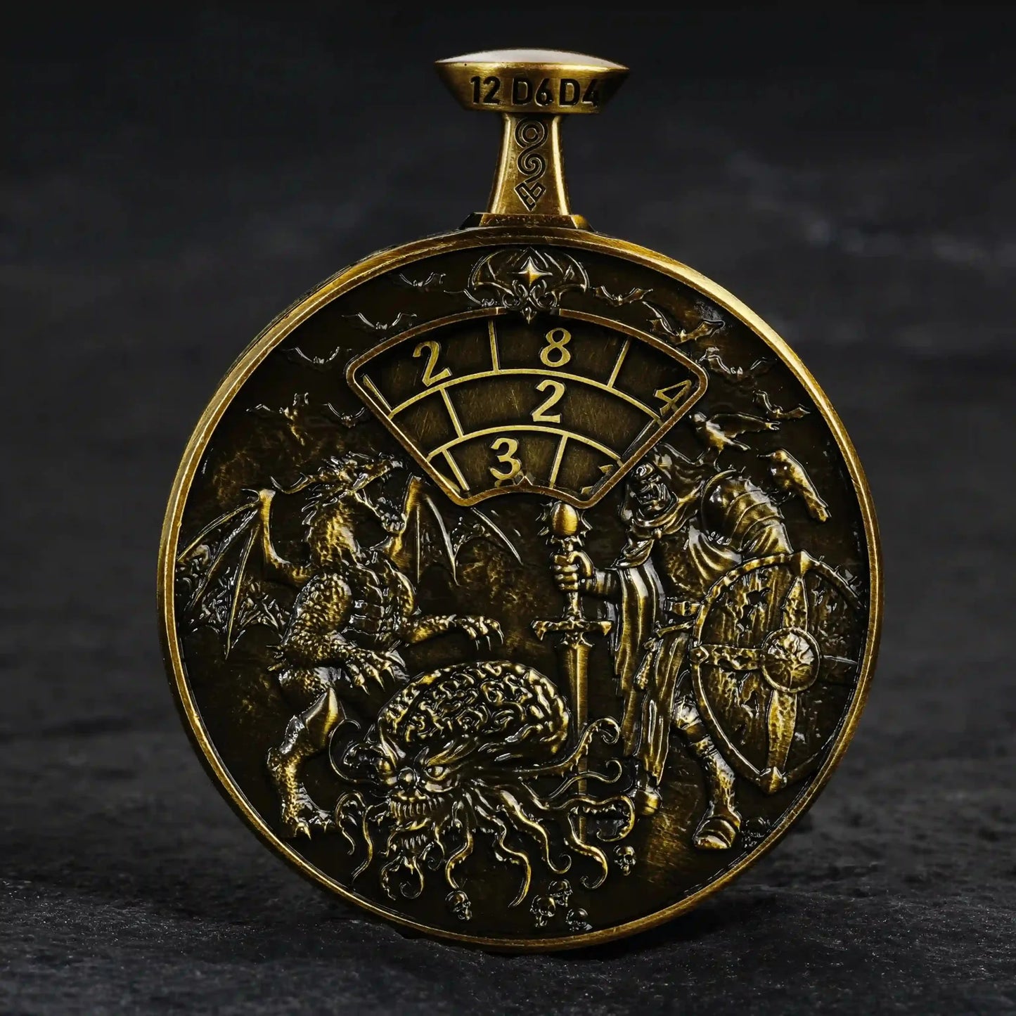 Unique Metal DND Spinning Dice Pocket Watch