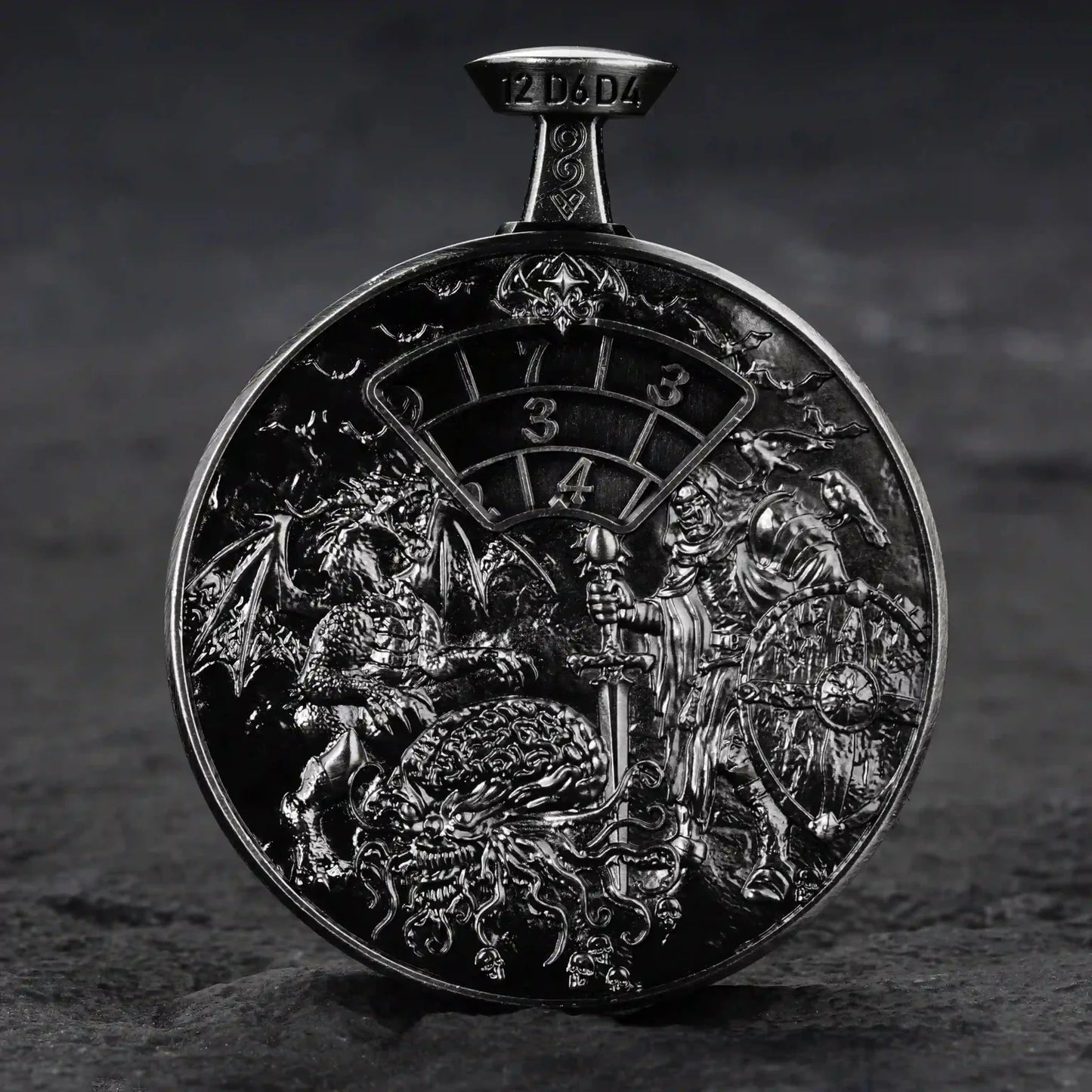 Unique Metal DND Spinning Dice Pocket Watch