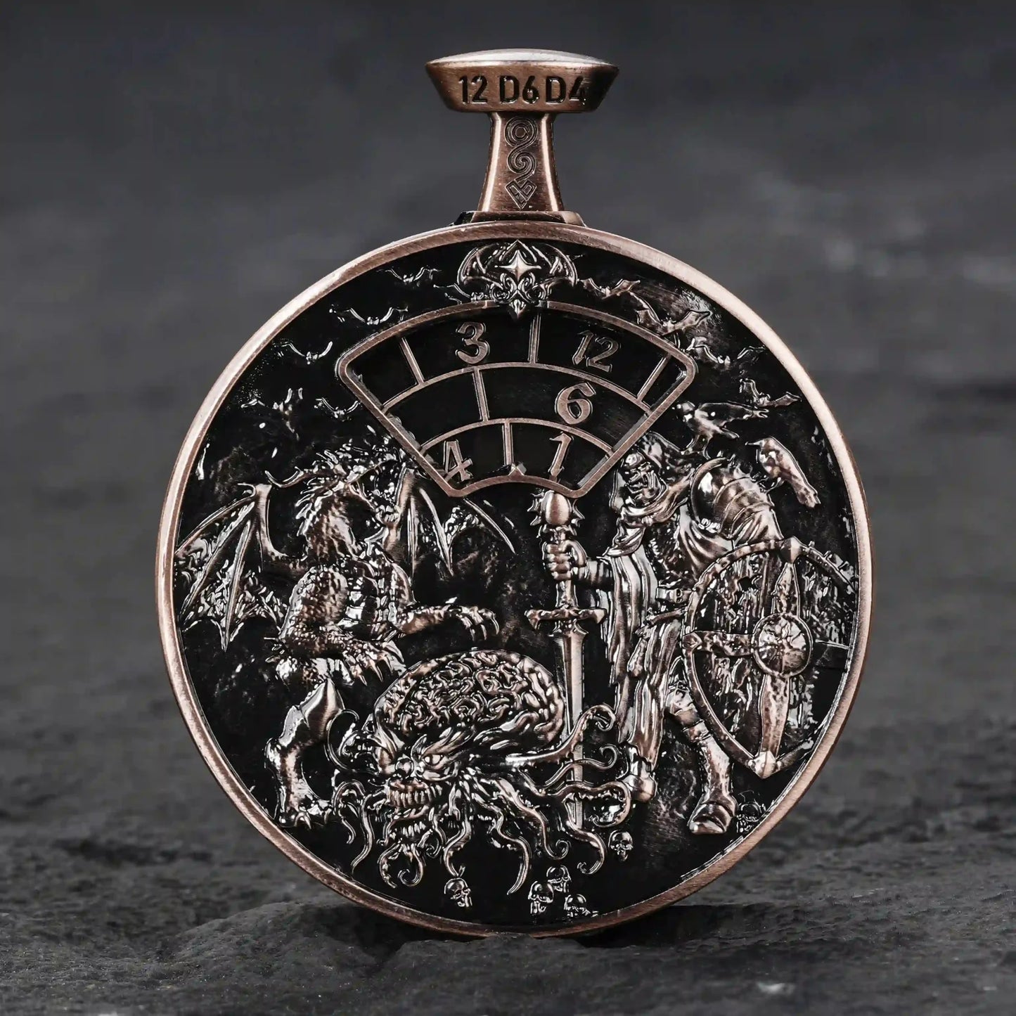 Unique Metal DND Spinning Dice Pocket Watch