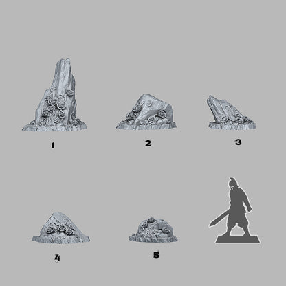3D Printed Fantastic Plants and Rocks Rocks Of Roses 28mm - 32mm D&D Wargaming