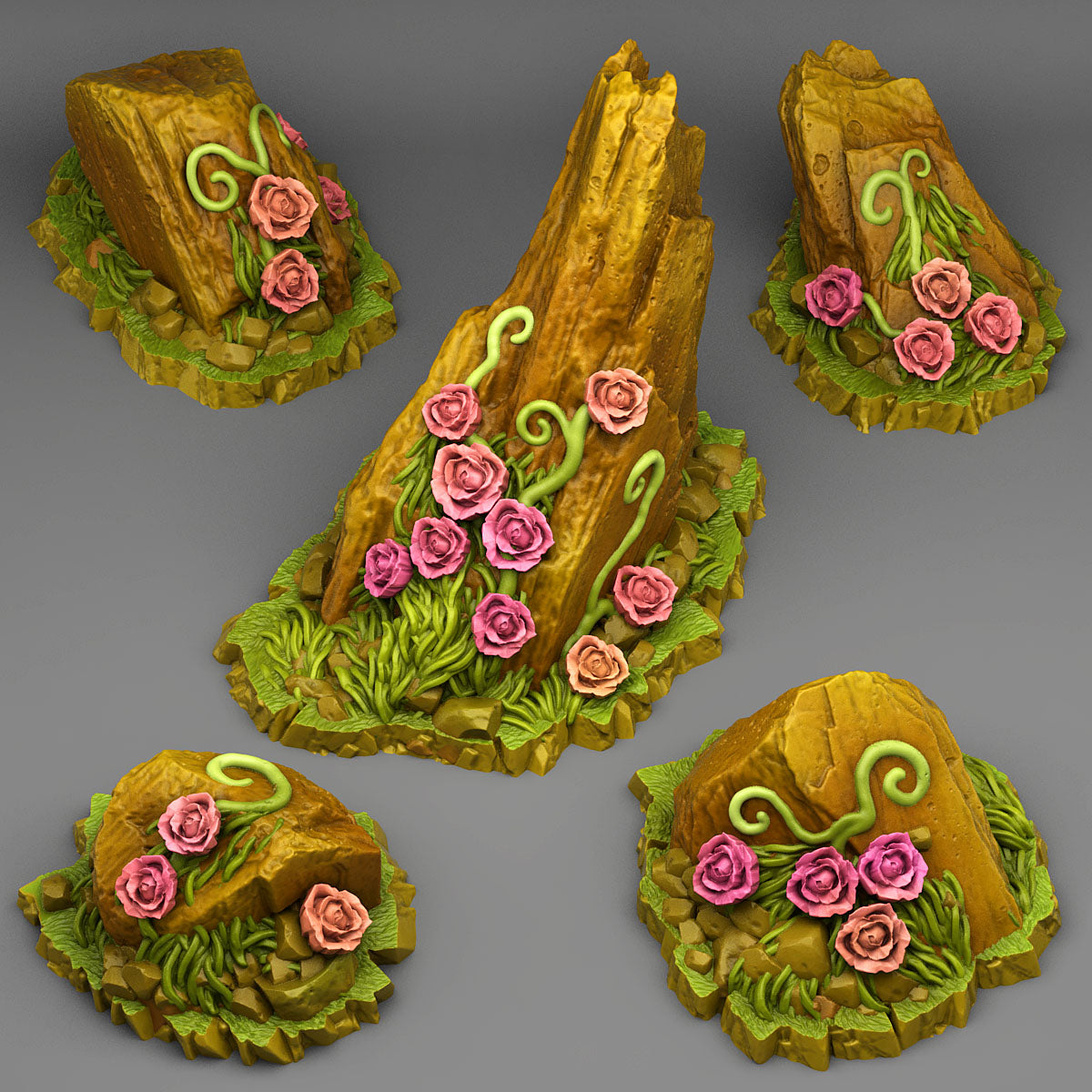 3D Printed Fantastic Plants and Rocks Rocks Of Roses 28mm - 32mm D&D Wargaming