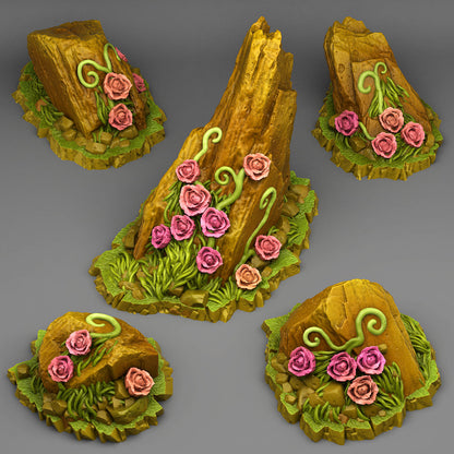 3D Printed Fantastic Plants and Rocks Rocks Of Roses 28mm - 32mm D&D Wargaming