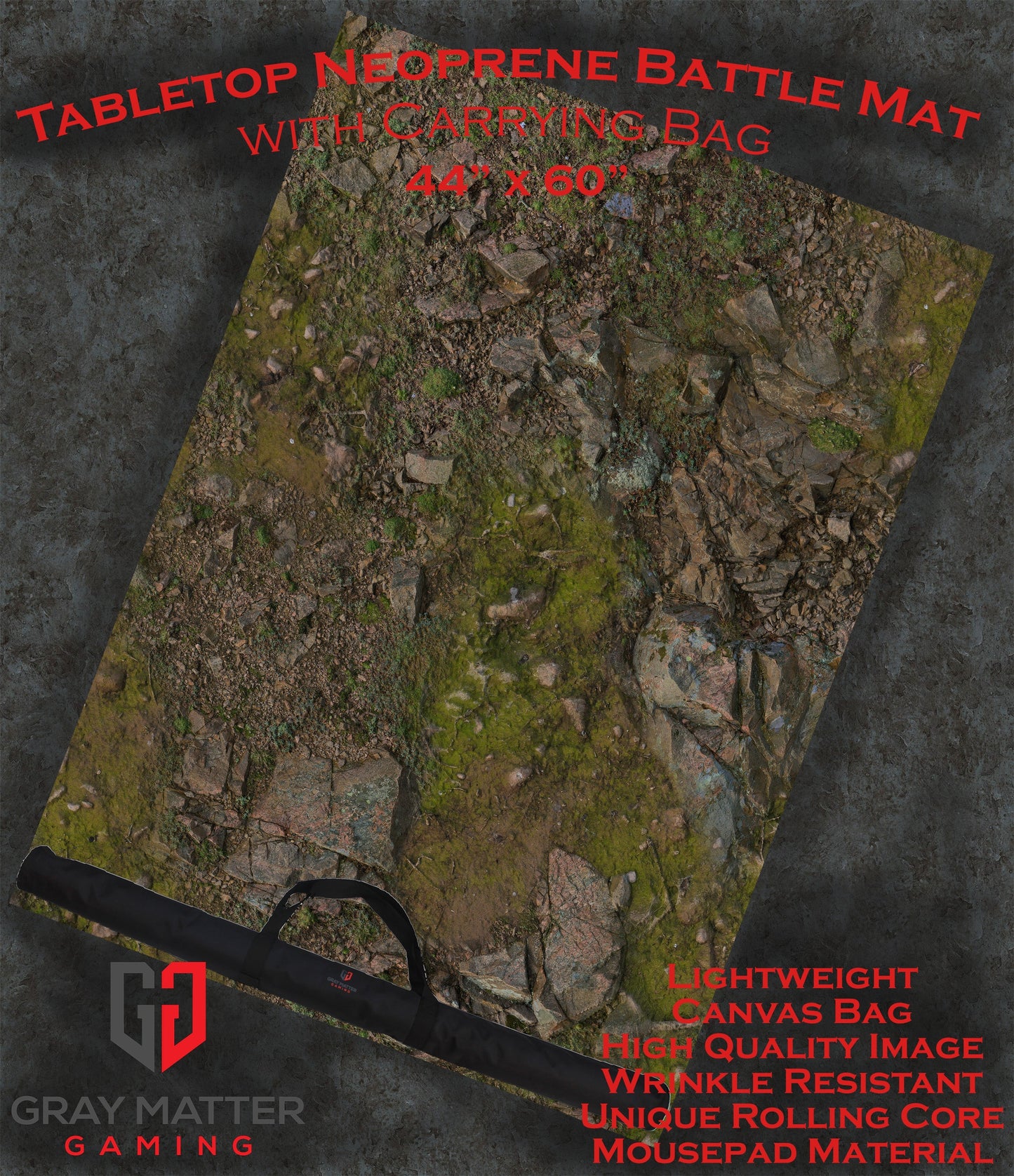 Rocky Highlands | Neoprene Battle Mat with Bag | Baron of Dice